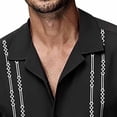 thumbnail image 4 of Afuyipoi Men's Floral Button-Down Shirt,Short Sleeve Turn-Down Collar Stylish Print Black M, 4 of 6