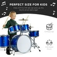 thumbnail image 2 of Best Choice Products 5-Piece Kids Beginner Junior Drum Set, Percussion Instrument Starter Kit w/ Stool - Blue, 2 of 7
