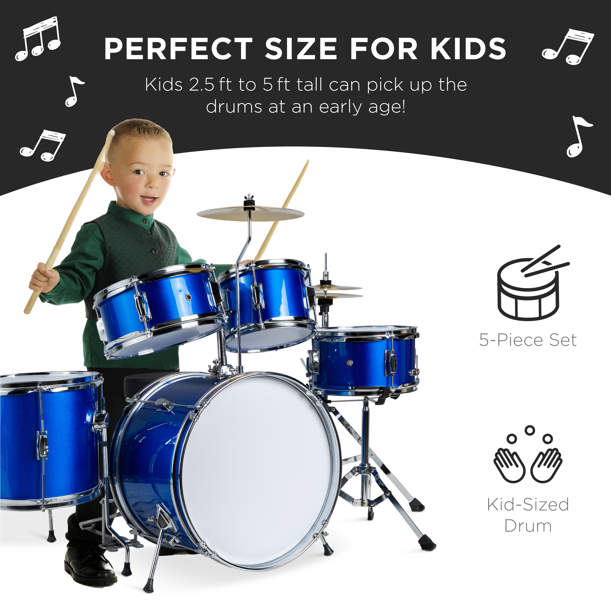 Best Choice Products 5-Piece Kids Drum Set in Blue photo 2