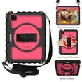 thumbnail image 2 of Dteck Case for Apple iPad Air 4th Generation 10.9-inch 2020 Released ,Shockproof Rubber Hybrid 3-Layer Protection Hand /Shoulder Strap Hard Kickstand Back Cover,Black+Rose, 2 of 7