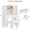 thumbnail image 2 of Vanity Desk with Lights, Makeup Vanity with Mirror and Chair, Power Outlet, Hair Dryer Rack, 7 Drawers, 3 Lighting Modes Brightness Adjustable Dressing Table for Bedroom, 2 of 7