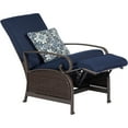 thumbnail image 6 of Hanover Madrid Wicker Outdoor Patio Recliner, Adjustable Chair, All-Weather Hand-Woven Wicker, Aluminum Frames, Thick Cushions - MADRIDREC-NVY, 6 of 11