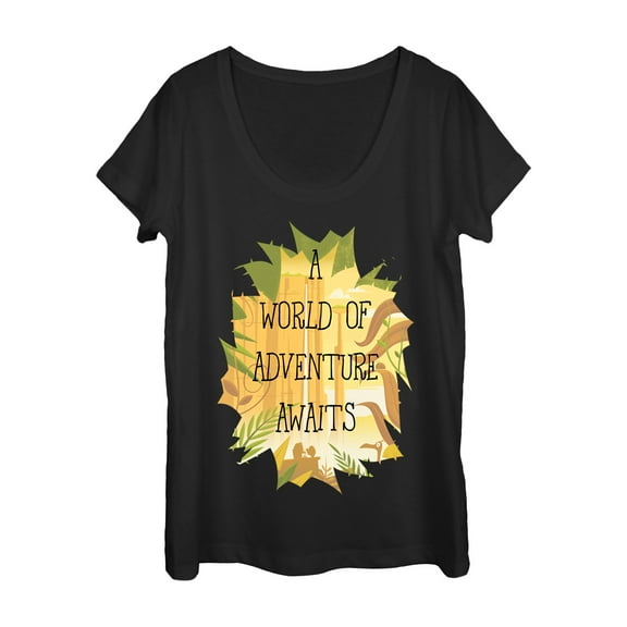 Women's Up A World of Adventure Waits Scoop Neck Black 2X Large