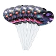 thumbnail image 1 of Space Galaxies Nebula Shooting Stars Pattern Heart Love Cupcake Picks Toppers Decoration Set of 6, 1 of 5