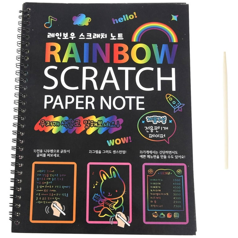 Rainbow Scratch Paper Art Color Book Pad Notebooks 24 Sheet x 2 Packs Party  Gift