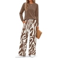 thumbnail image 2 of Fantaslook Long Sleeve Two Piece Sets for Women Wide Leg Pants Lounge Sets Fall Vacation Travel Outfits Fashion Boho Matching Sets, 2 of 8