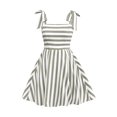 thumbnail image 5 of Uscallm Women's Tie Striped Boho Mini Dress A-Line Casual Basic Beach Vacation Swing Dresses, Gray XL, 5 of 9