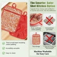 thumbnail image 4 of 2 Pcs Pot Holders with Pocket Cotton Pot Holder Oven Mitts for Kitchen Baking Cooking,Boho Orange And White Floral Pattern, 4 of 5