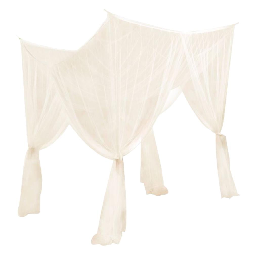 4 Hanging Bed Canopy Curtain Drape Bedding Net - Beige, 210x190x24cm