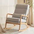 thumbnail image 4 of UWR-Nite Rocking Chair Nursery, 25.2" High Backrest Mid-Century Rocking Chair with Wooden Armrest Upholstered Glider Rocker with Free Lumbar Pillow for Living Room, 4 of 7