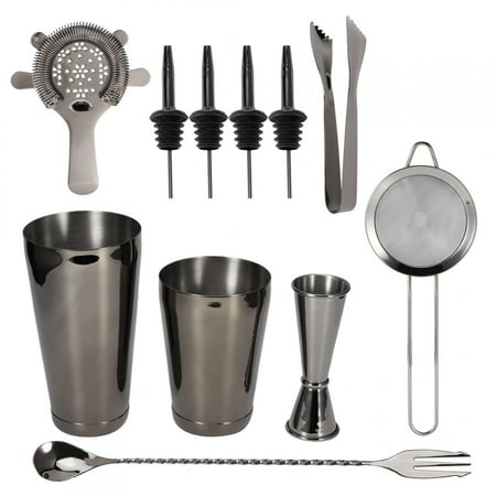 

Stainless Steel Bartender Kit Bar Tool Wear-Resistant Cocktail Mixer Use Bar Black Housewife