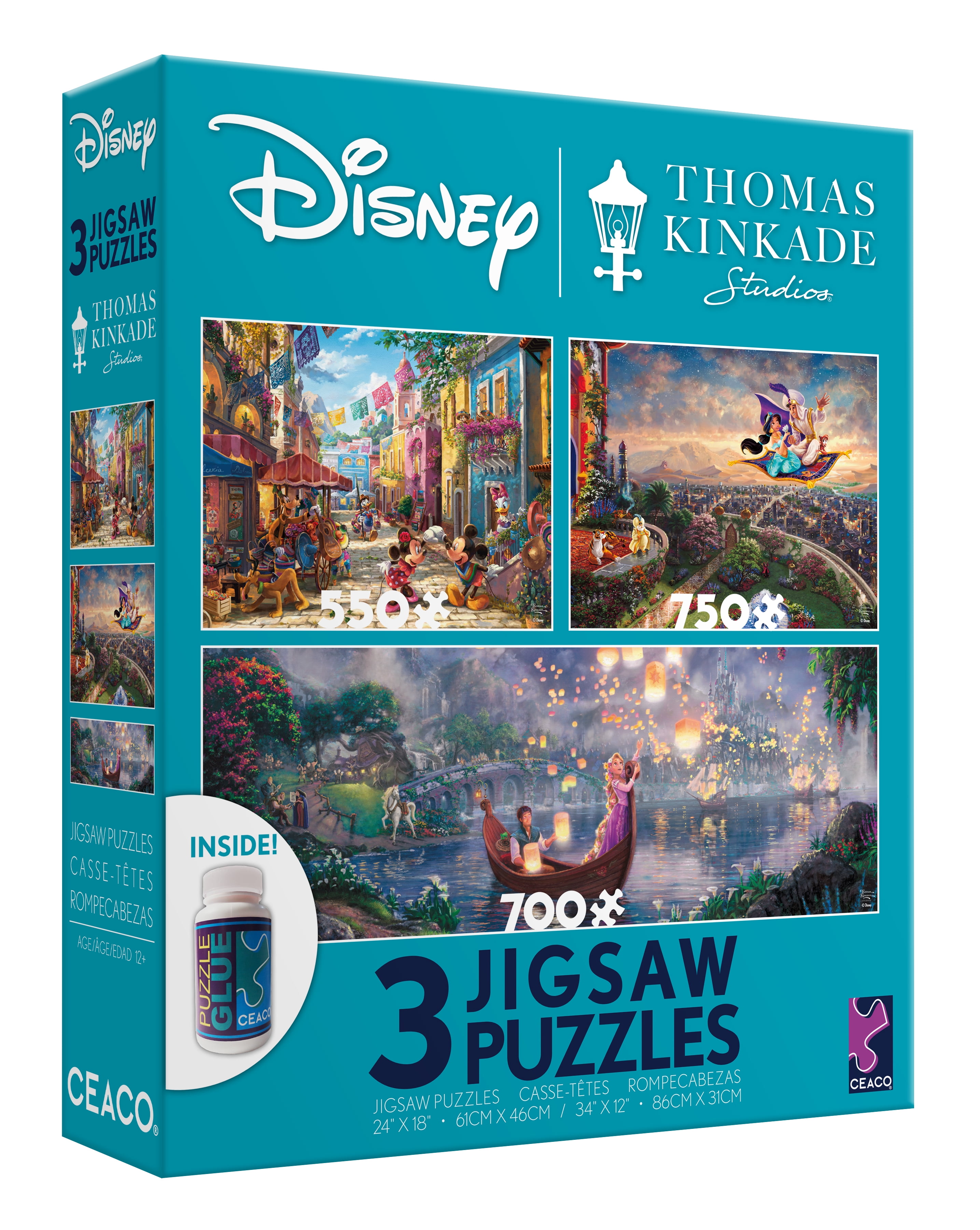 Ceaco - Thomas Kinkade - Disney Rapunzel - Three Interlocking Jigsaw Puzzles