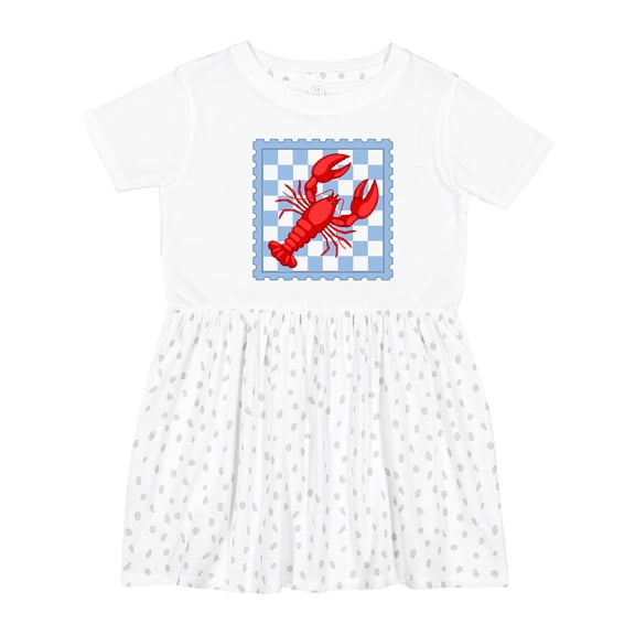 Inktastic Lobster Checkered Stamp Coastal Girls Toddler Dress