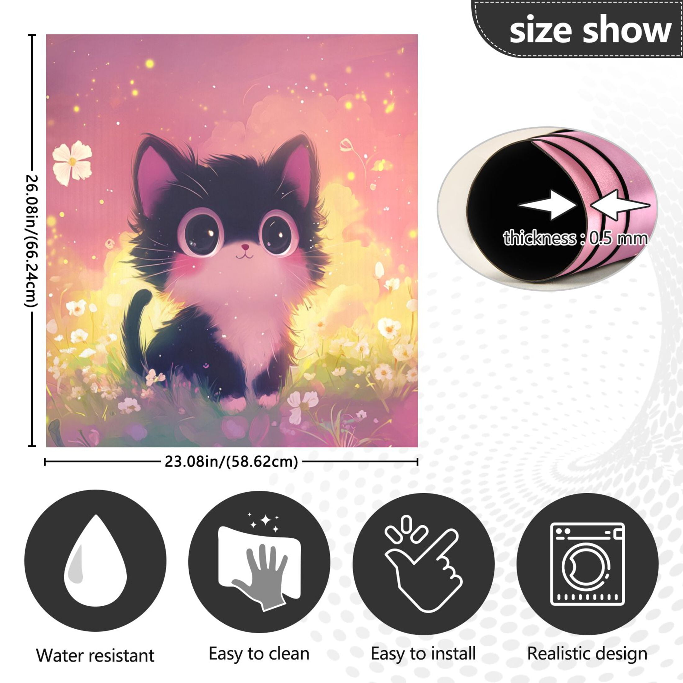 Dishwasher Magnetic Sticker 23x26 Inch Refrigerator Magnetic Sticker Washing Machine Magnetic Sticker Kitchen Panel Magnetic Sticker Home Decor Adorable Black Kitten