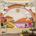thumbnail image 6 of PBOBRIICH Boho Tapestry for Bedroom Retro  70s 60s Groovy Rainbow Tapestries Orange Tapestry Wall Hanging for Room,60Wx79L, 6 of 6