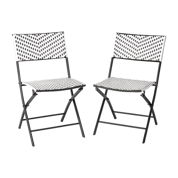 Flash Furniture Rouen Indoor/Outdoor Foldable French Bistro Chairs Black/White 2/Pack