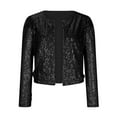 thumbnail image 4 of YUNAFFT Women's Tops, Jackets& Coat Clearance, Fashion Women Open Front Sequin Jacket Long Sleeve Short Blazer Casual Coat Tops, 4 of 8