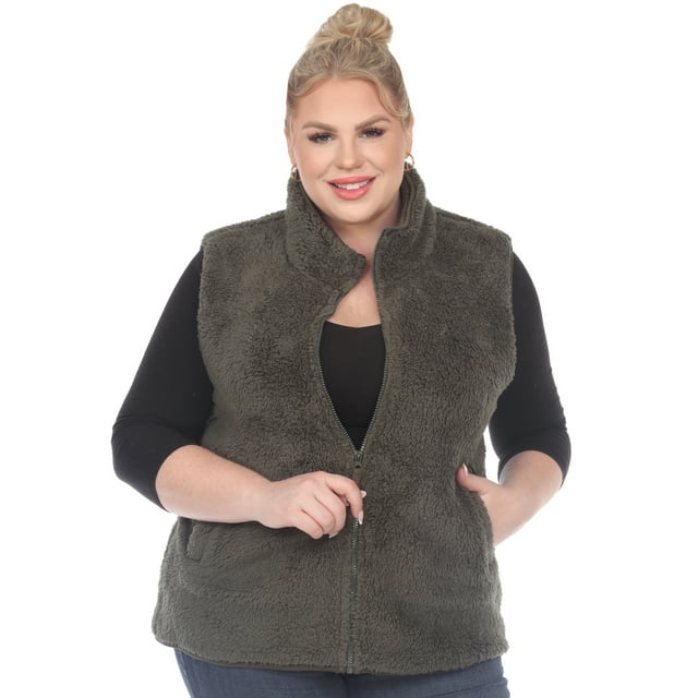 White Mark Veste Sherpa à Fermeture Éclair pour Femme