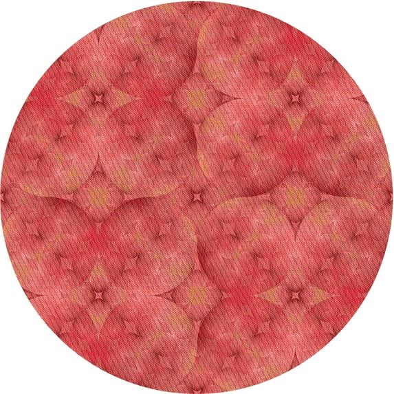 Ahgly Company Indoor Round Patterned Ferrari Red Area Rugs, 8' Round