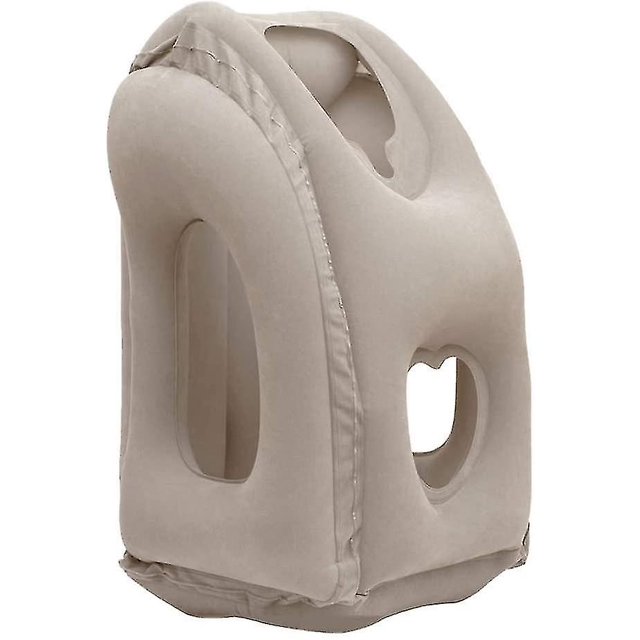 Almohada de viaje Soporte Reposacabezas Almohada de viaje inflable portátil para dormir en el avión Tren Oficina en casa Camping Pvc, Grey-brown_costbuy kaili Sencillez