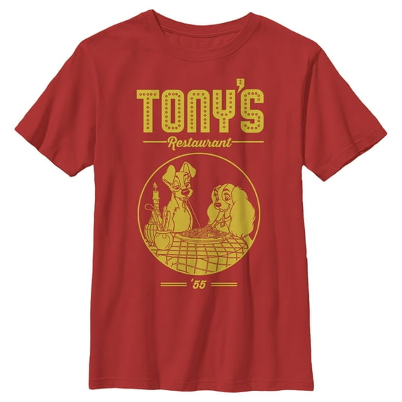 Boy's Lady and the Tramp Tony's Restaurant '55 Graphic Tee Red Medium