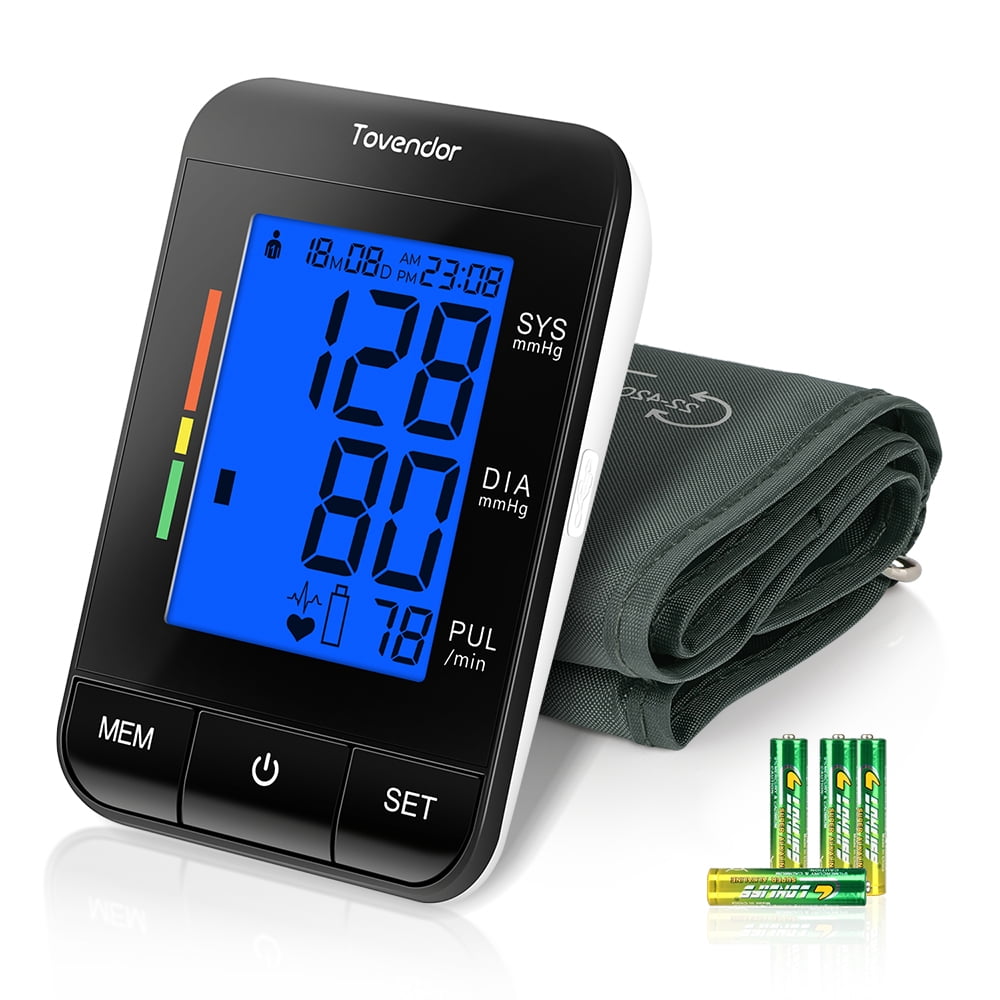 Tovendor Upper Arm Blood Pressure Monitor, Home Use Automatic BP Cuff Machine with Adjustable 8.7'-16.5' Cuff, LCD Large Display, 2 Users 180 Recordings for Parents Pregnancy