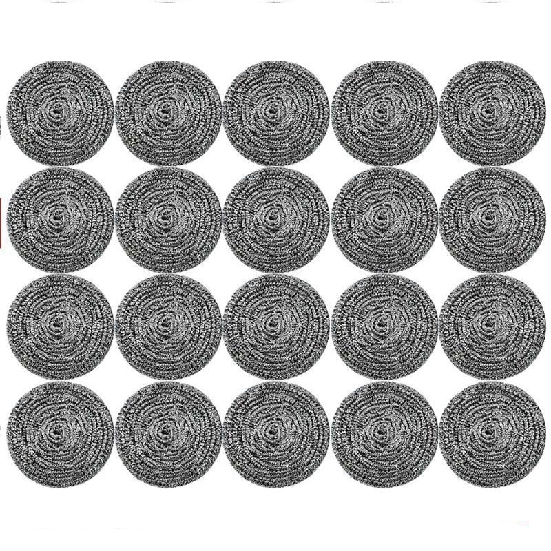 20 PCS Stainless Steel Sponges Scrubbers Cleaning Ball Utensil Scrubber Density Metal Scrubber Scouring Pads Ball for Pot Pan Dish Wash Cleaning for Removing Rust Dirty Cookware Cleaner