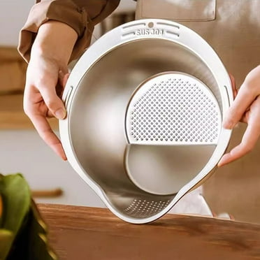 Stainless Steel Rice Washer & Strainer Bowl - 4-in-1 Kitchen Colander with Side Drainers for Quinoa, Vegetables, Beans, Pasta & Grains