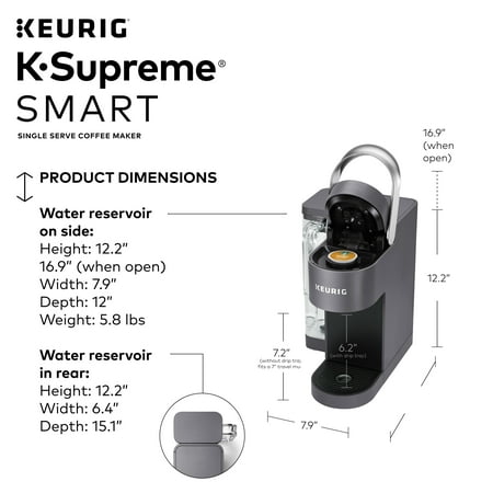 Keurig - K-Supreme SMART Single Serve Coffee Maker with WiFi Compatibility - Gray