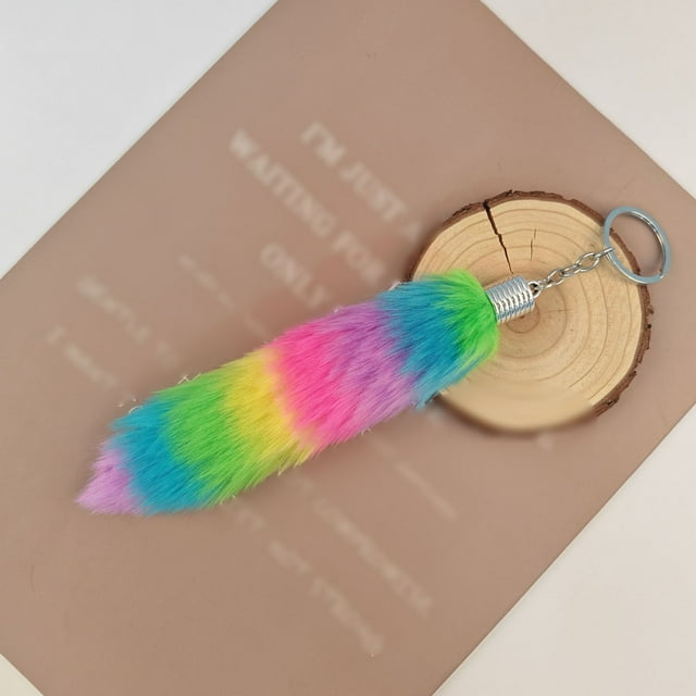 Adorable Animal Furry Tail Keychain Hanger Plushy Tail Unique Key Accessory For Bags Purses Keys Beads Chandelier Christmas Trees 5 Ft Glam Decorations Glass Ornament Beach Set Christmas Decorations