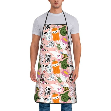 

Gaeub Cartoon Halloween Print Apron for Men and Women Waterproof Apron for Cooking Dishwashing Lab Butcher Dog Grooming