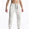 thumbnail image 4 of Sweatpant Drawstring Jeans Cargo Scrub Pants Joggers for Men Textured Baggy Sweatpants Stretch Solid Color Drawstring Waist Running Track Pants with Pockets, 4 of 5