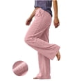 thumbnail image 4 of BXJX Womens Corduroy Pants, Elastic Waist Drawstring Casual Fall Winter Straight Leg Trousers with Pockets Pink Size 2XL, 4 of 7