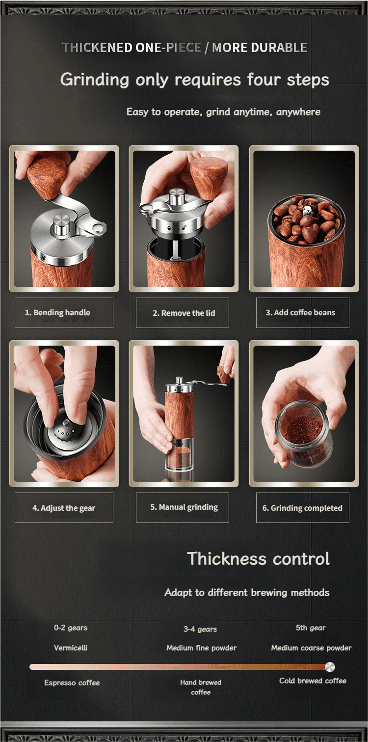 2 Pack Wooden Hand Crank Coffee Grinder, Manual Burr Mill with Adjustable Setting for Espresso, French Press, Travel & Home Use - Vintage Style