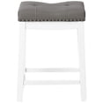 thumbnail image 2 of Angel Line Cambridge Tabourets de bar, 24 Pouces Ensemble de 2, Blanc avec Coussin Gris, 2 of 5