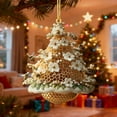 thumbnail image 2 of geerera Bee-Themed Christmas Tree Ornament, 2D Acrylic Honeycomb Hanging, Beehive Flowers Ornament for Nature Lover Gifts, Unique Home Decoration, 2 of 9