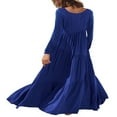 thumbnail image 3 of Robes Longues Décontractées pour Femmes, Mode, Coupe Ample, Manches Longues, Unies, Maxi, 3 of 5