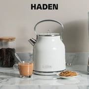 Open Box Haden 1.7 Liter Stainless Steel Body Retro Electric Tea Kettle, White