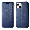 thumbnail image 2 of For Iphone 15 Pro Cubic Grid Pressed Magnetic Leather Phone Case(Blue),iPhone 16, 2 of 6