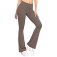 thumbnail image 4 of hlysgo Womens Leggings Yoga Pants High Elastic Waist Tummy Control Flared Trousers Workout Gym Soft Comfy Pant with Pockets Coffee,XL, 4 of 6