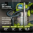thumbnail image 5 of Sun Joe 24V Cordless Stainless Steel Wet or Dry Vacuum Kit, 5.3 Gallon, Green, 24V-WDV6000, 5 of 7