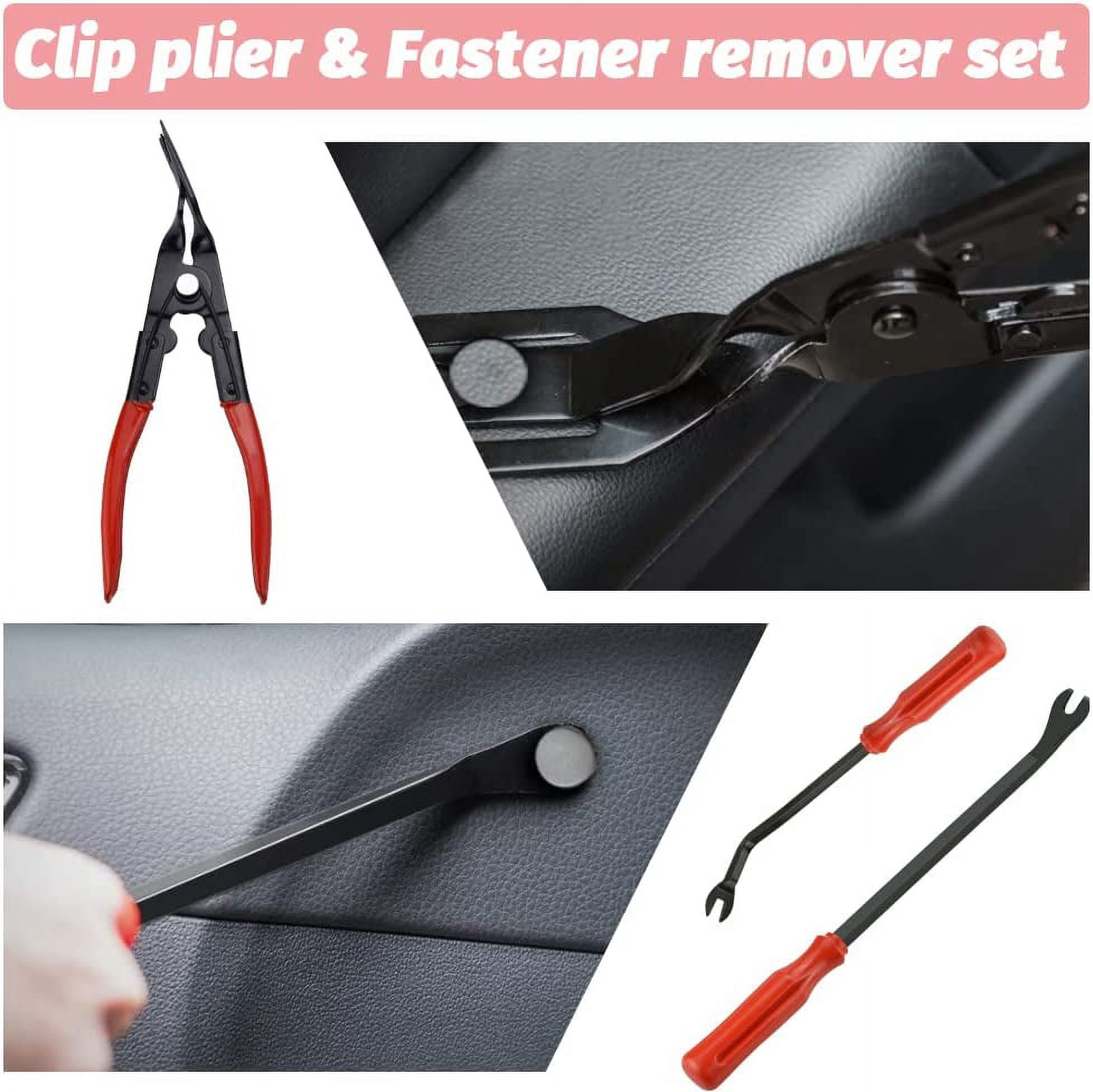 BUZIFU 7Pcs Auto Trim Removal Tool Clip Pliers Set Fastener Remover Plastic Pry Tool Auto Panel Trim Car Trim Tool Auto Interior Trim Disassemble Tools with Storage Bag for Car Door Panel Dashboard