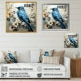 thumbnail image 4 of Designart "Minimalist Blue Avian Among Florals I" Birds Of Paradise Picture Framed Wall Art Living Room, 4 of 5