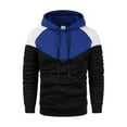 thumbnail image 4 of Dagegui Men's Long Sleeve Hoodies Novelty Color Block Sweatshirt Fleece Hooded Pullover Tops with Pockets Blue S, 4 of 5