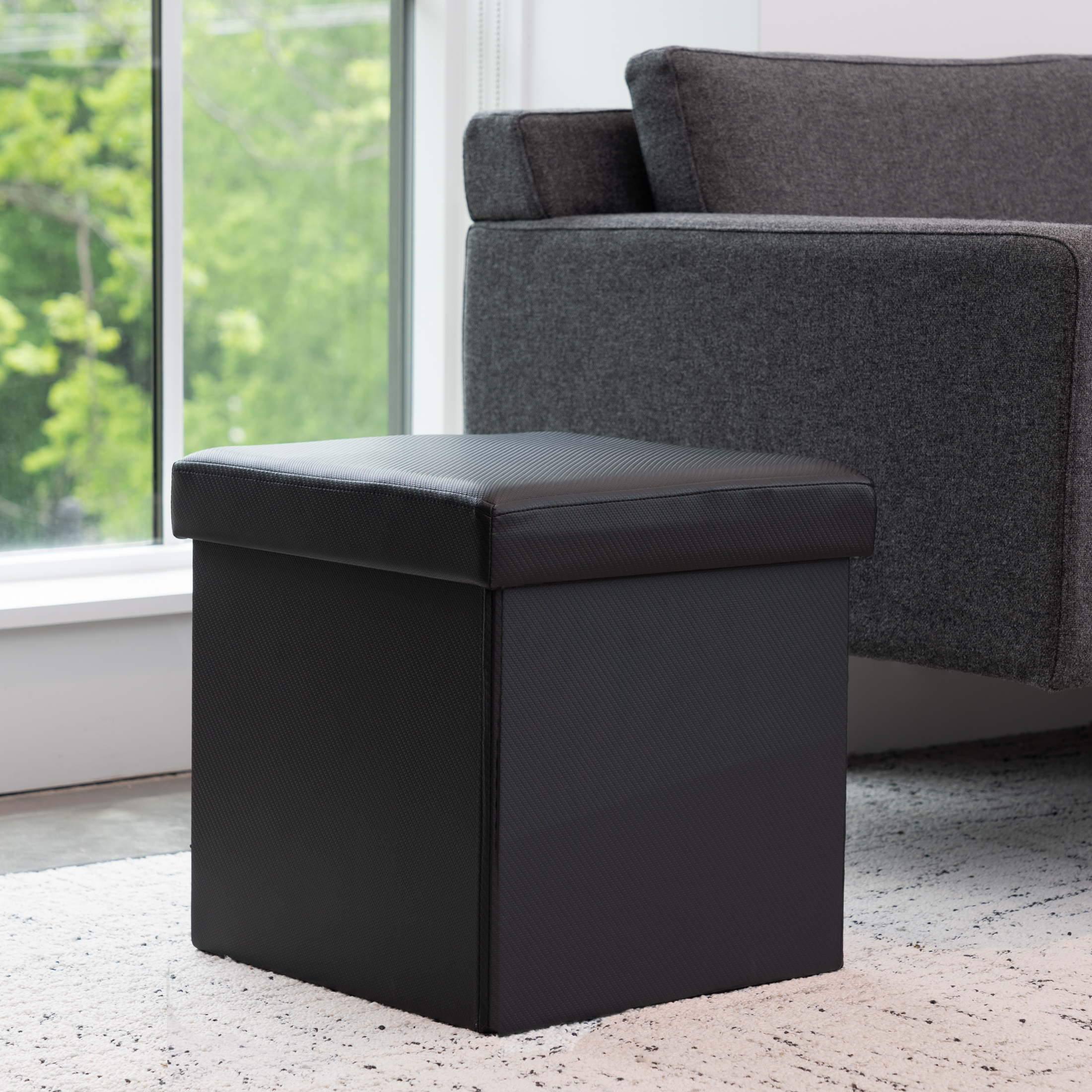 Mainstays Collapsible Storage Ottoman, Black, 15" photo 4