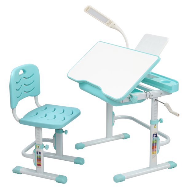 Canddidliike Student Tilt Desktop Desks and Chairs Set w/ Height