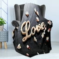 thumbnail image 4 of Almond Blossom Soft Flannel Fleece Throw Blanket, Exotic Wooden Sign Word Love on Greyscale Background, Cozy Plush for Indoor and Outdoor Use, 70" x 90", Charcoal Grey Pale Brown, by Ambesonne, 4 of 5