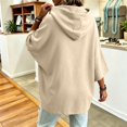 thumbnail image 6 of WULMLEO Hoodies Women Oversized Drawstring Hooded 3/4 Sleeve Fall Winter Hoodie Casual Trendy Comfortable Pullover Fashion Comfort Sweaters Khaki M, 6 of 7