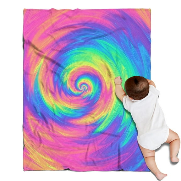 Rainbow Tie Dye Spiral Pattern Blanket,Comfortable Soft Flannel Throw Blanket,All Season,Warm Lightweight Blankets for Sofa Bed Couch Living Room Chair,30"x40"