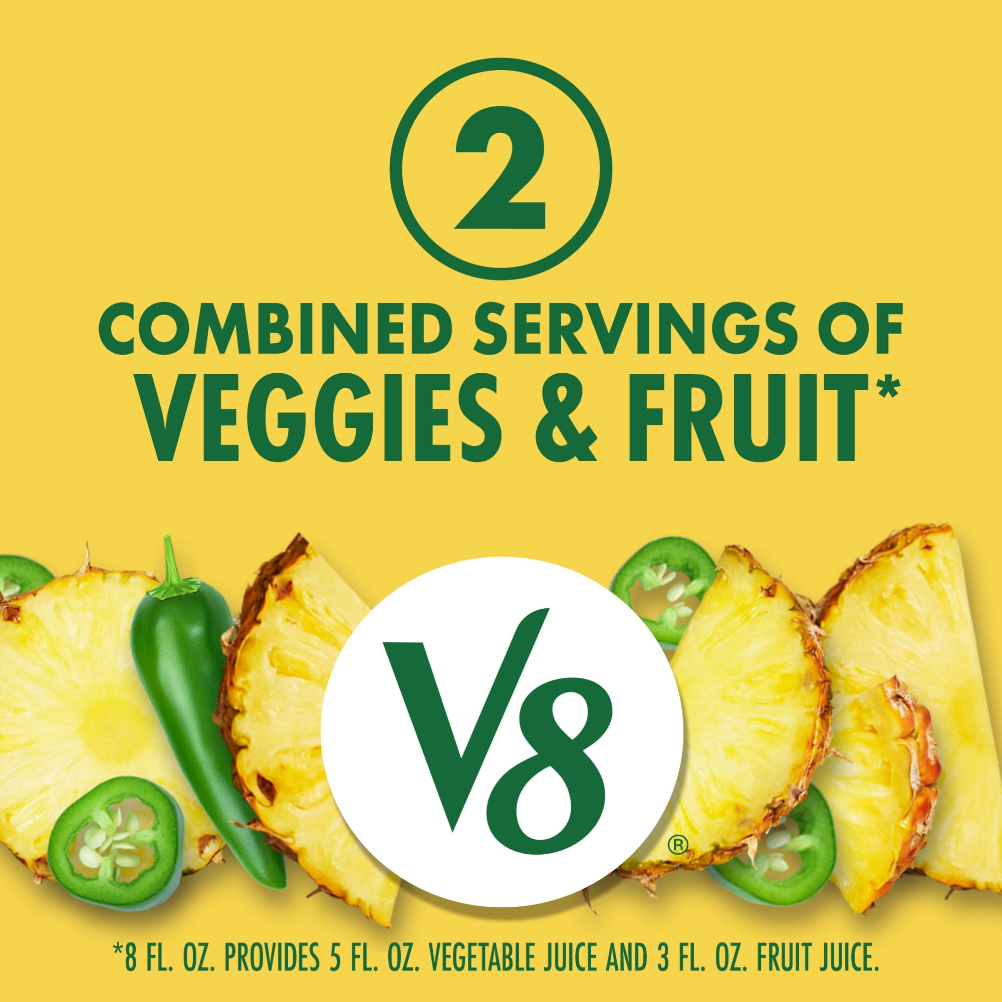 V8 Pineapple Jalapeno 100% Fruit and Vegetable Juice, 8 fl oz Can, 6 Count